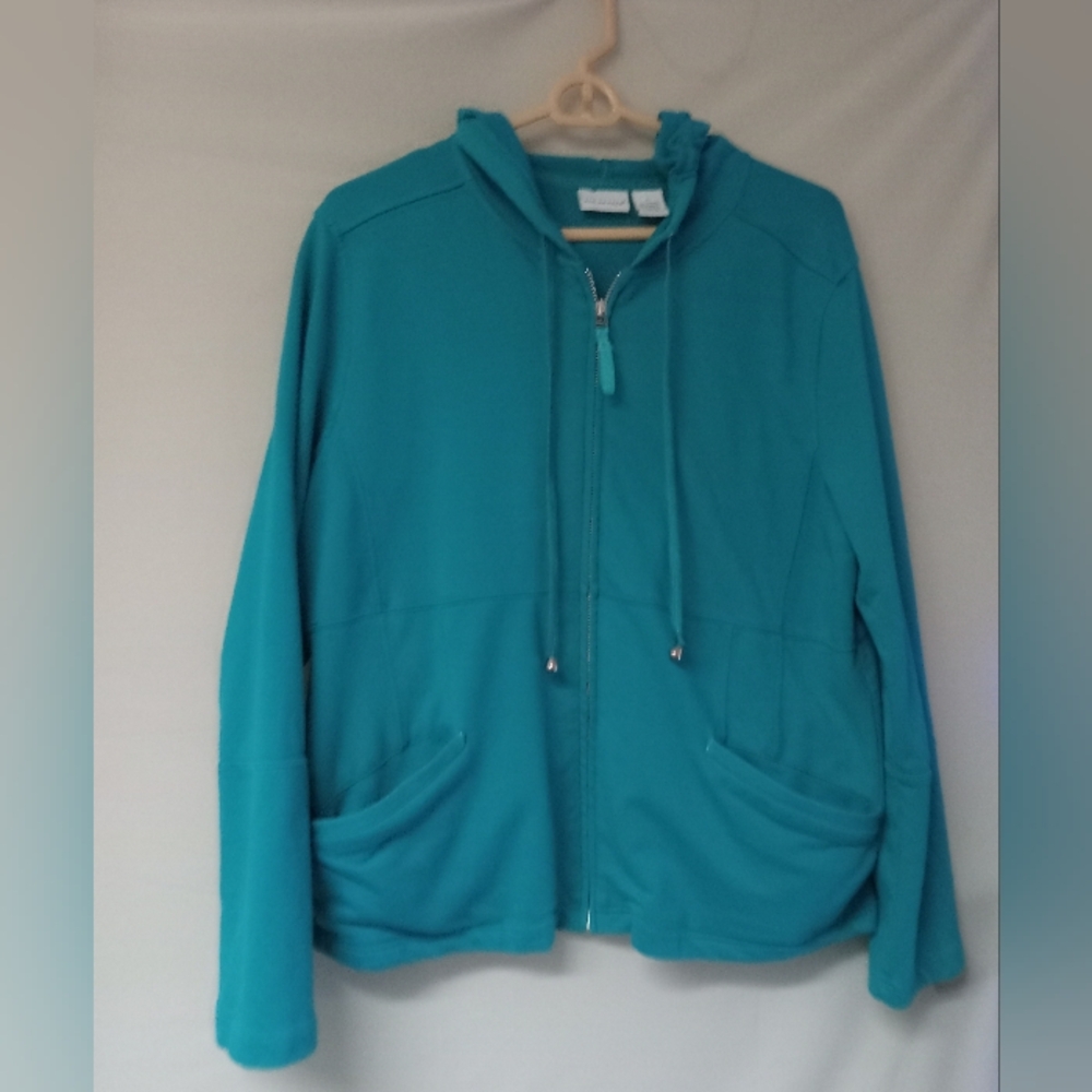Kim Rogers Teal Utility Jacket with Hood and Zipper
